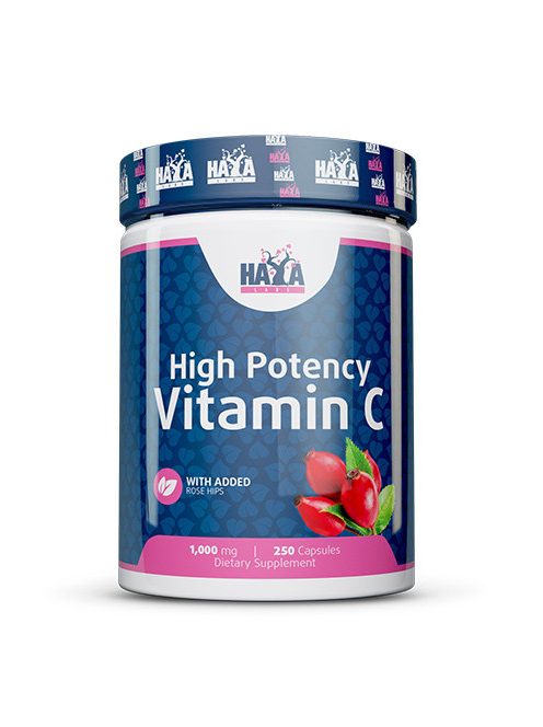 Haya Labs High Potency Vitamin C with Rose Hips 1000mg / 250 Caps. - Immunrendszer erősítő étrend-kiegészítő kapszula csipkebogyó kivonattal