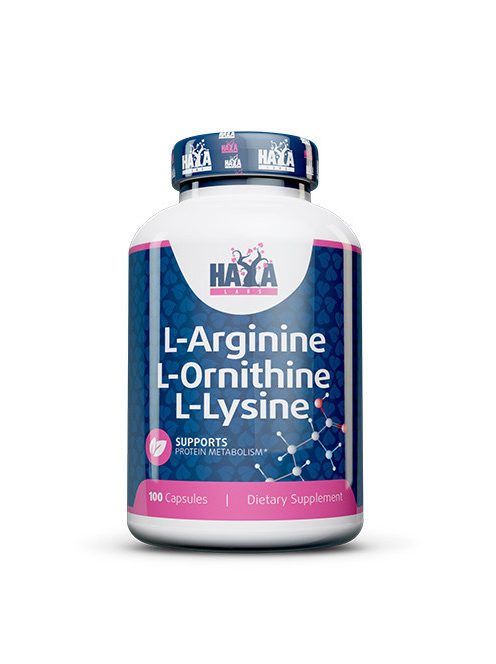 HAYA LABS - L-Arginine L-Ornithine L-Lysine  /100 kapszula - Növekedési hormon termelődését támogató aminosav étrend-kiegészítő kapszula