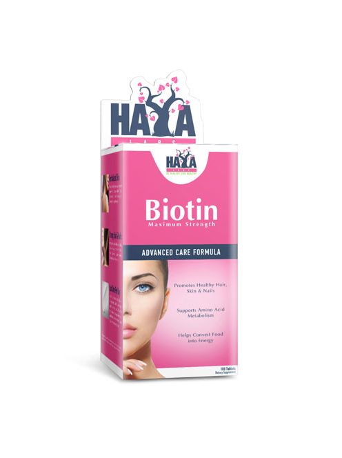 Haya Labs - Biotin Maximum Strength 10 000 mcg. / 100 Tabs - Haj, bőr és köröm erősítő étrend-kiegészítő tabletta