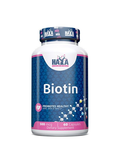 Haya Labs Biotin 500mcg 60 caps. - Bőr és haj egészségének megőrzését támogató étrend-kiegészítő kapszula