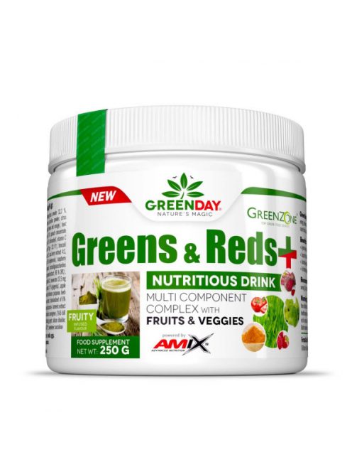 AMIX Nutrition - GreenDay® Greens & Reds + Fruity 250g - Antioxidánsokkal teli instant por zöld shake-hez