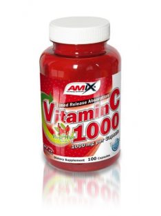   AMIX NUTRITION - C-Vitamin + Rose Hips 1000mg 100cps - Immunrendszer erősítő étrend-kiegészítő kapszula csipkebogyó kivonattal