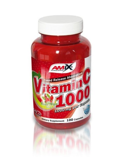 AMIX NUTRITION - C-Vitamin + Rose Hips 1000mg 100cps - Immunrendszer erősítő étrend-kiegészítő kapszula csipkebogyó kivonattal